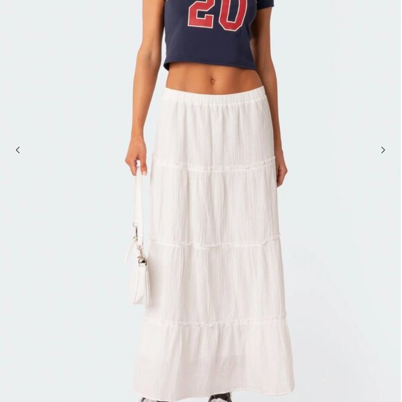 Edikted Dresses & Skirts - White Tiered Cottage Core Skirt